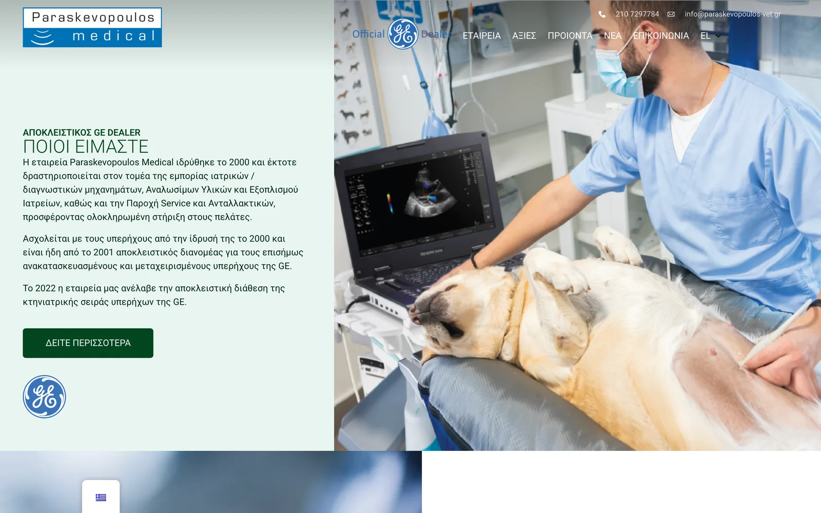 Paraskevopoulos Vet: A B2B site for GE’s veterinary ultrasound line — Nouvo case study